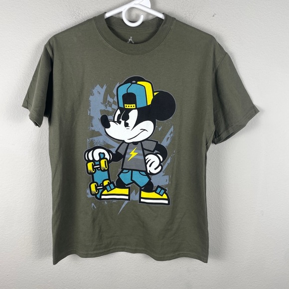 Disney Other - Disney's Skater Mickey Mouse Size Large Hunter Green Short Sleeve